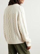 The Elder Statesman - Cable-Knit Cashmere and Cotton-Blend Sweater - White