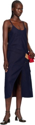 JW Anderson Navy Twisted Workwear Denim Midi Dress