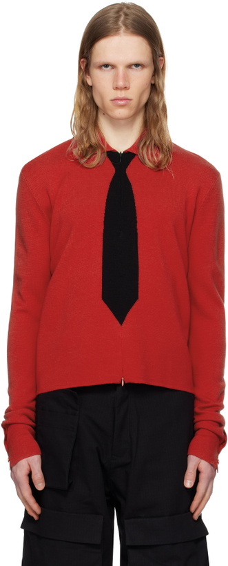 Photo: SPENCER BADU Red Knitted Uniform Polo