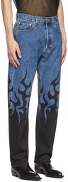 VETEMENTS Blue 'Black Fire' Jeans