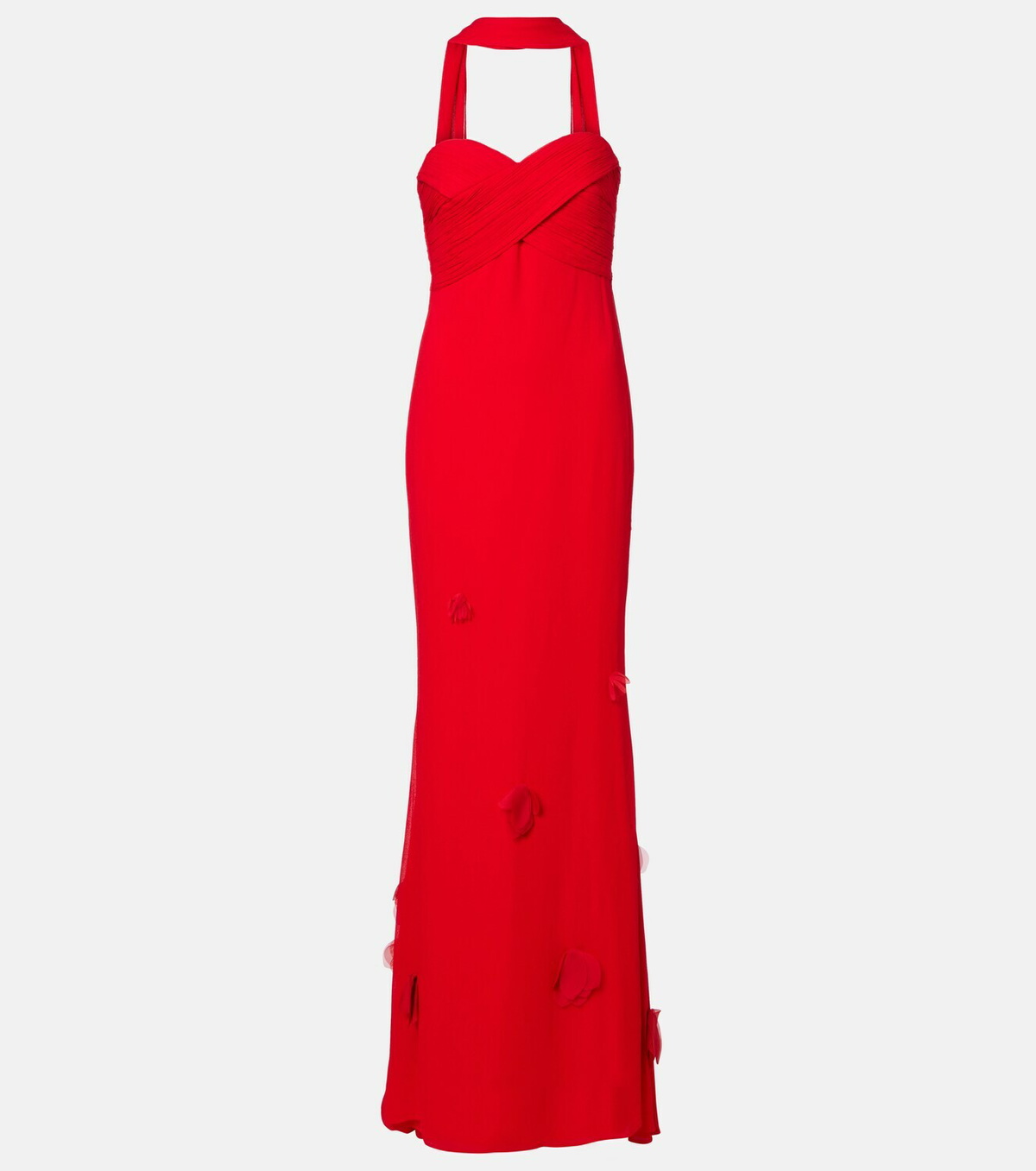 Self-Portrait Floral-appliqué scarf-detail gown