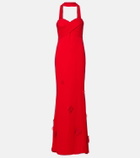 Self-Portrait Floral-appliqué scarf-detail gown