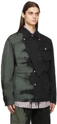 Feng Chen Wang Black & Khaki Tie-Dye Denim Jacket