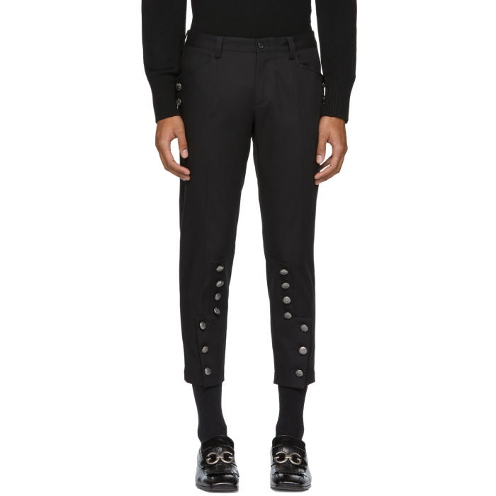 Photo: Dolce and Gabbana Black Cropped Button Trousers