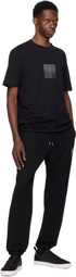 Hugo Black Cotton Terry Split Logo Sweatpants