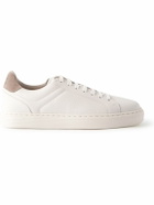 Brunello Cucinelli - Suede-Trimmed Full-Grain Leather Sneakers - White