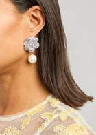 Self-portrait Crystal-embellished Flower Silver-plated Drop Earrings - One Size