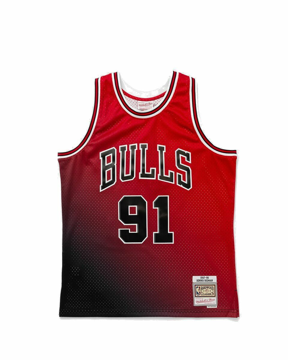 Photo: Mitchell & Ness Nba Swingman Jersey Chicago Bulls Golden Hour Glaze 1997 98 Dennis Rodman #91 Red - Mens - Jerseys
