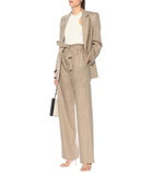 Agnona - Wide-leg linen-blend paperbag pants