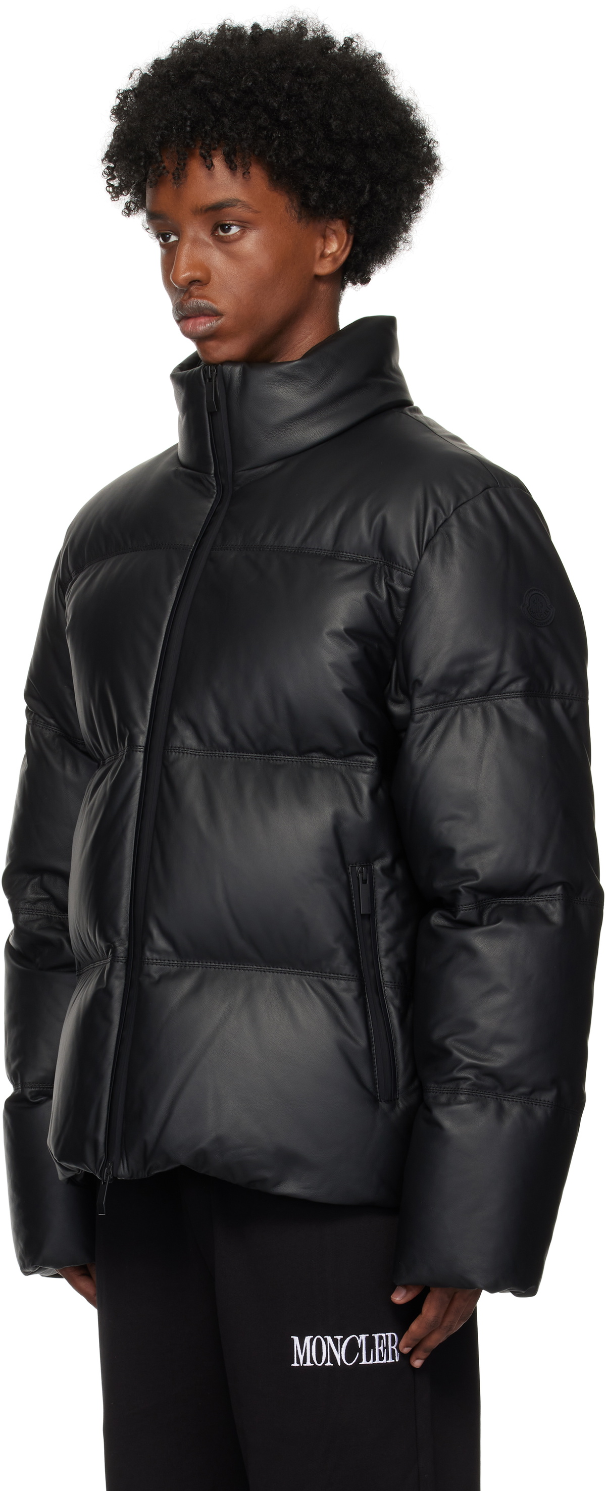 MONCLER Doudoune Léger BLACKダウンジャケット Moncler Black Ligont Leather Down Jacket Moncler