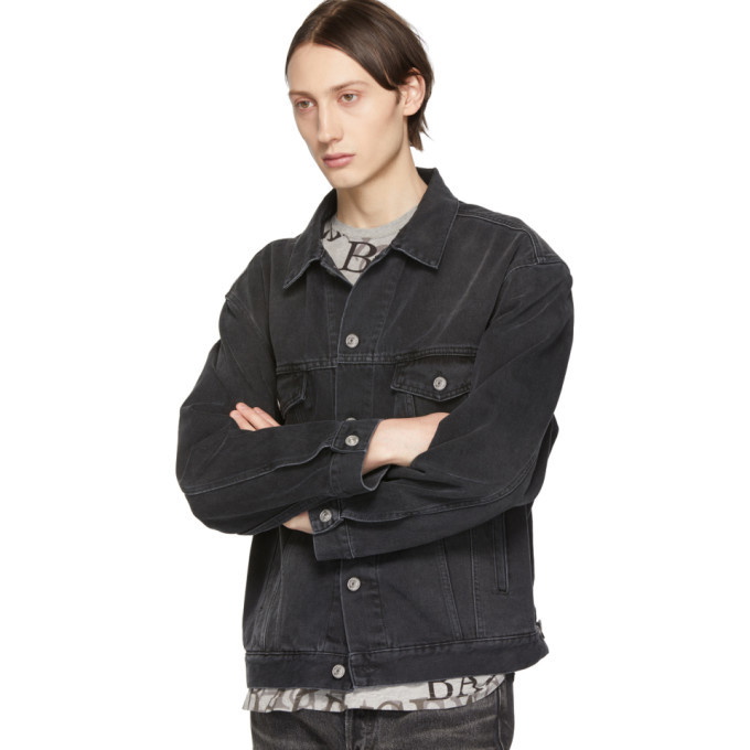 Balenciaga Black Denim Wash Logo Jacket Balenciaga