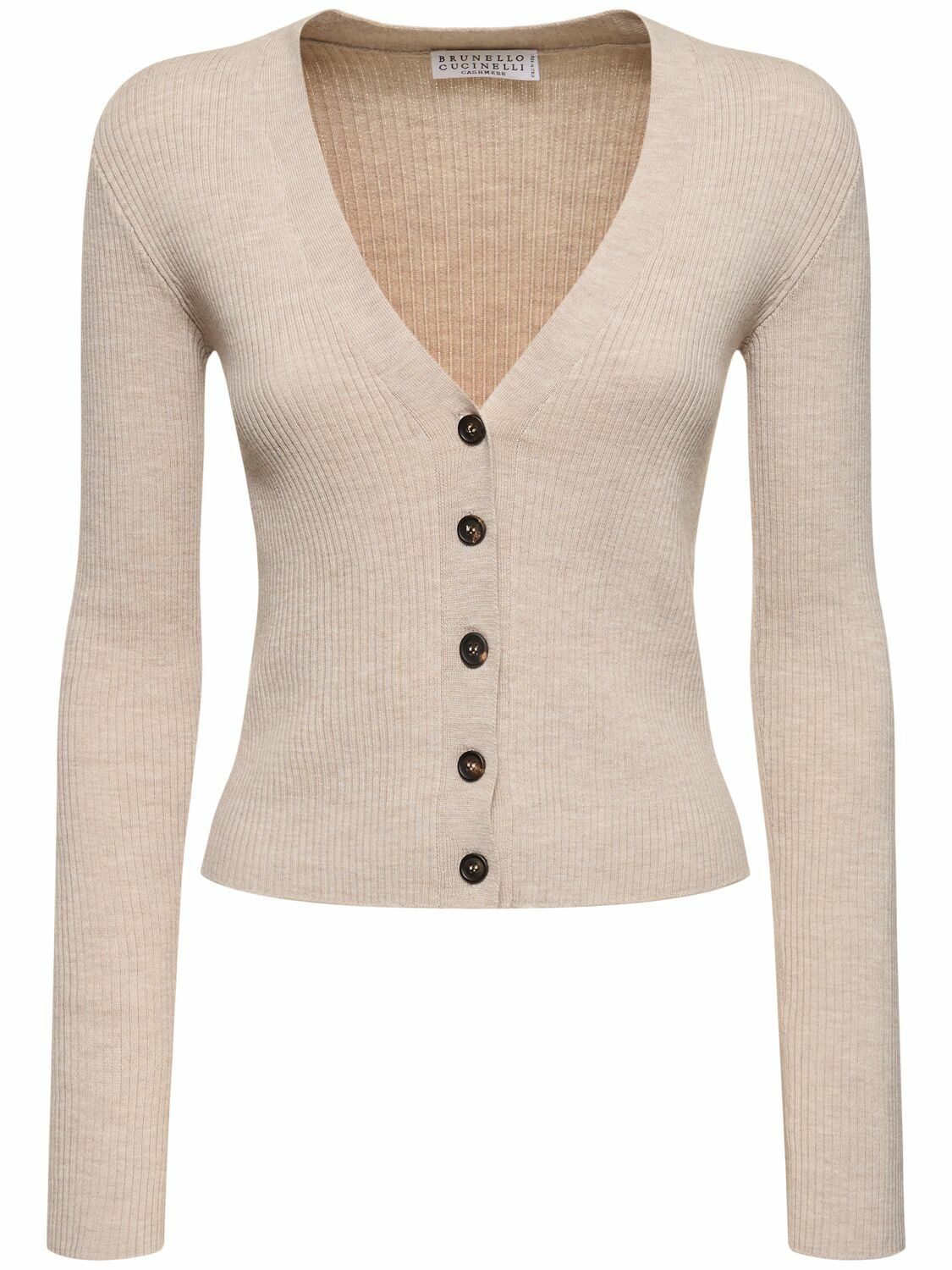 BRUNELLO CUCINELLI - Embellished Rib Knit Cardigan Brunello Cucinelli