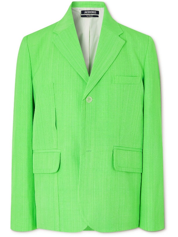 Photo: Jacquemus - Neon Woven Suit Jacket - Green