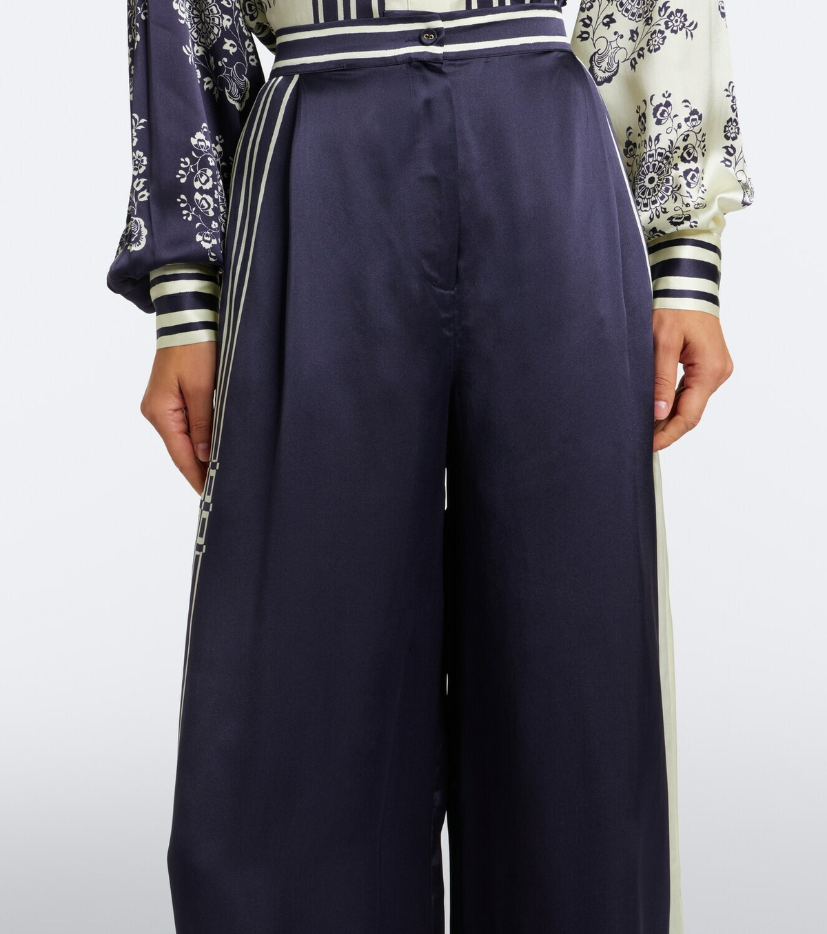 Alémais Banderra printed silk satin wide-leg pants
