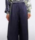 Alémais Banderra printed silk satin wide-leg pants