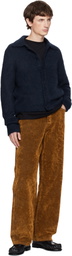 Dries Van Noten Navy Brushed Cardigan