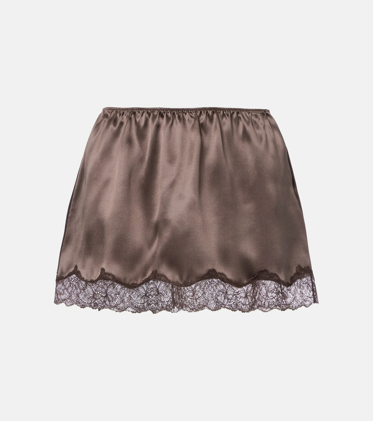 Magda Butrym Lace-trimmed silk satin miniskirt
