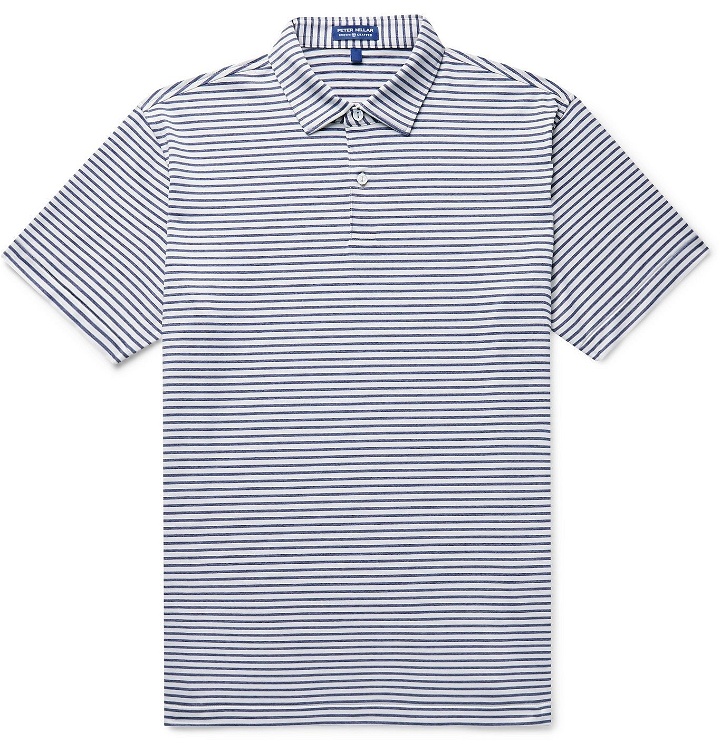 Photo: Peter Millar - Miles Striped Stretch-Jersey Polo Shirt - Blue