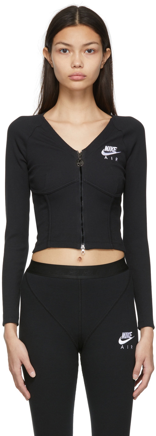 Nike Black Sportswear Air Ribbed Full Zip Long Sleeve Sweater Nike