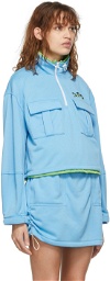 SJYP Blue & Green Mock Neck Sweatshirt