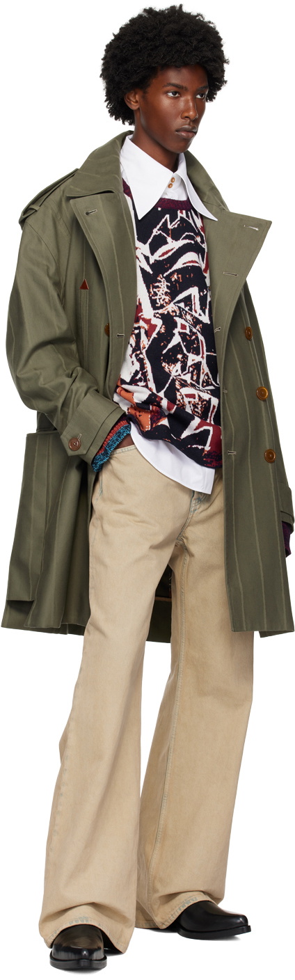 Vivienne Westwood Green Stripped Trench Coat Vivienne Westwood