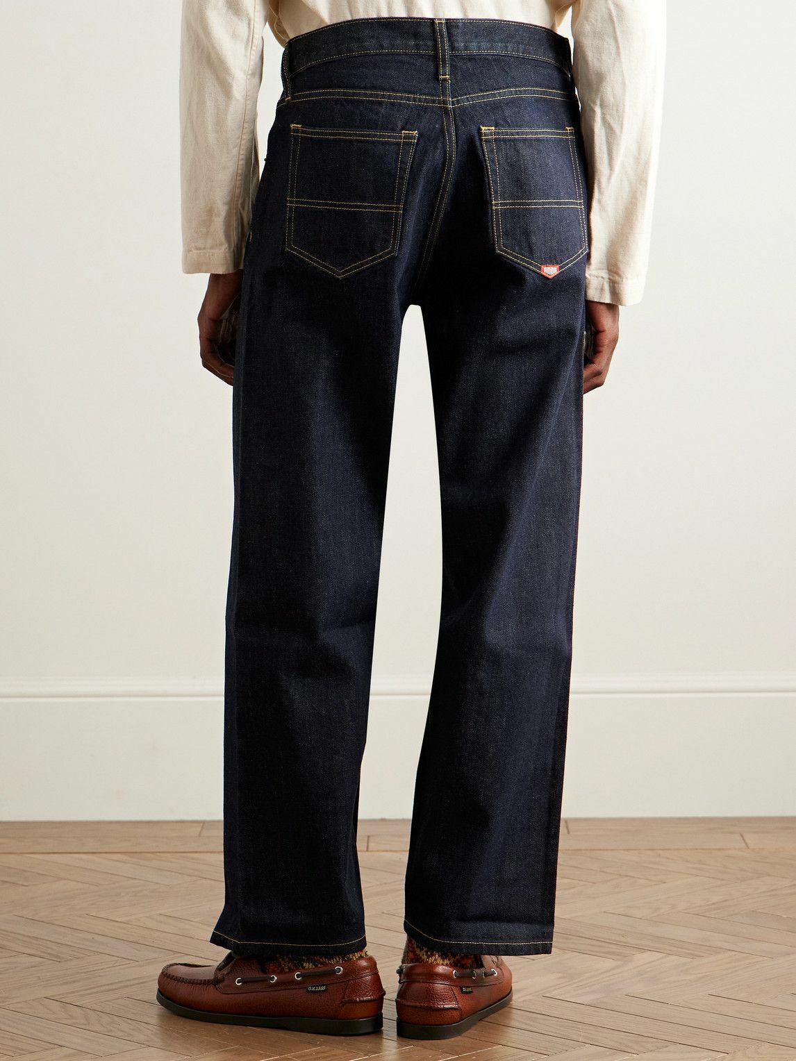 Noah - Stovepipe Wide-Leg Selvedge Jeans - Blue