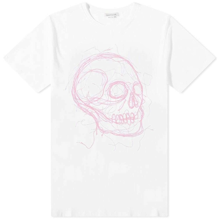 Photo: Alexander McQueen Men's Oversized Skull T-Shirt in White/Pink