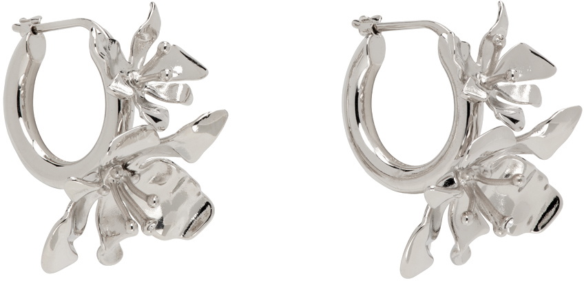 Acne Studios Silver Flower Hoop Earrings