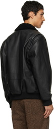 Hugo Black Leather Aviator Jacket