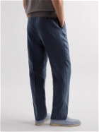 Stoffa - Straight-Leg Pleated Organic Linen Trousers - Blue
