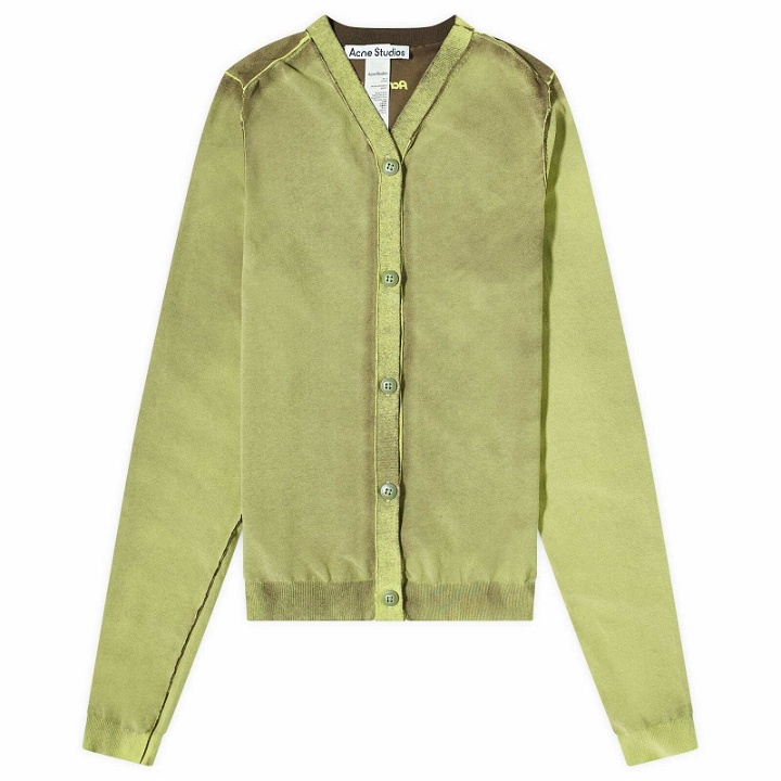 Photo: Acne Studios Women's Open Button Fitted Cardigan in Lime Green