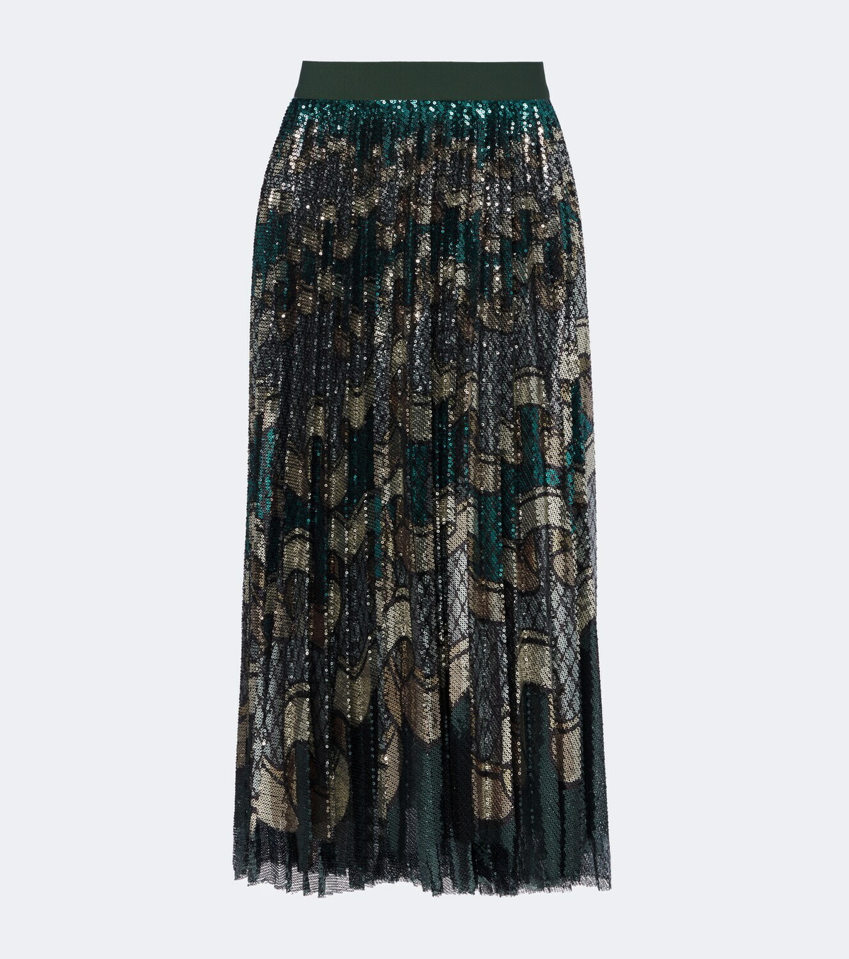 La DoubleJ Accordion pleated sequined midi skirt