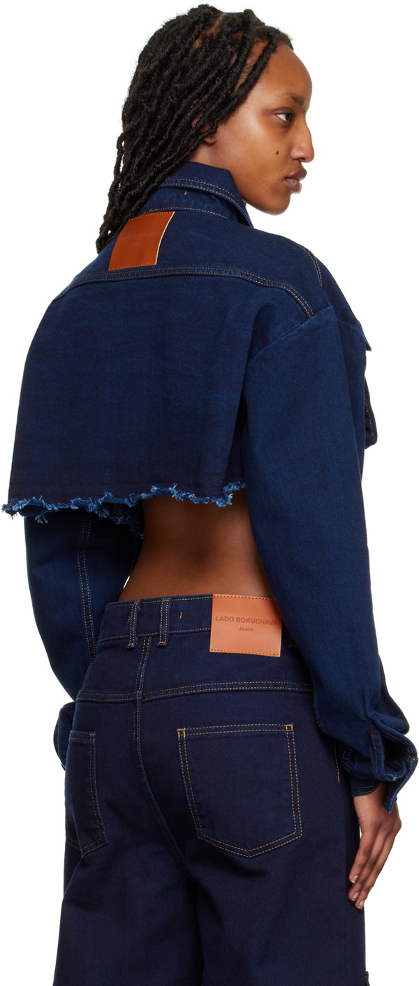 Lado Bokuchava Blue Cropped Denim Jacket