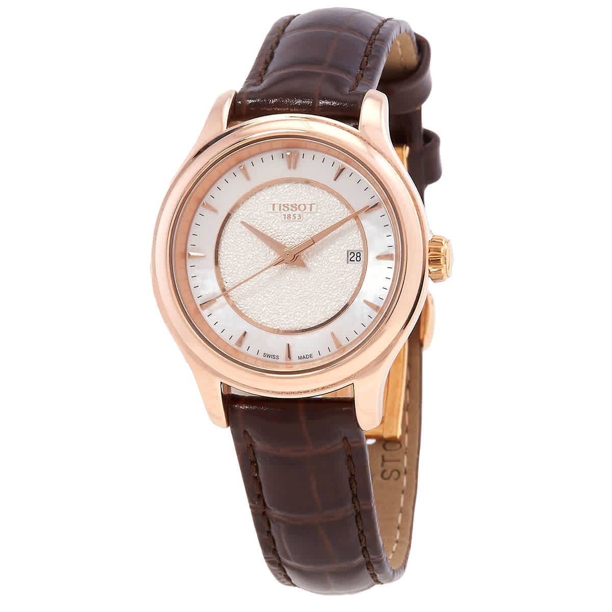 Tissot Womens Watch Vintage Swiss Mechanical Gold Silver Dial Brown Leather Band Tissot Tank A222, Salmon Dial, Vintage Lady main image 4