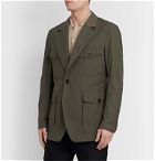 TOM FORD - Slim-Fit Unstructured Leather-Trimmed Canvas Blazer - Green