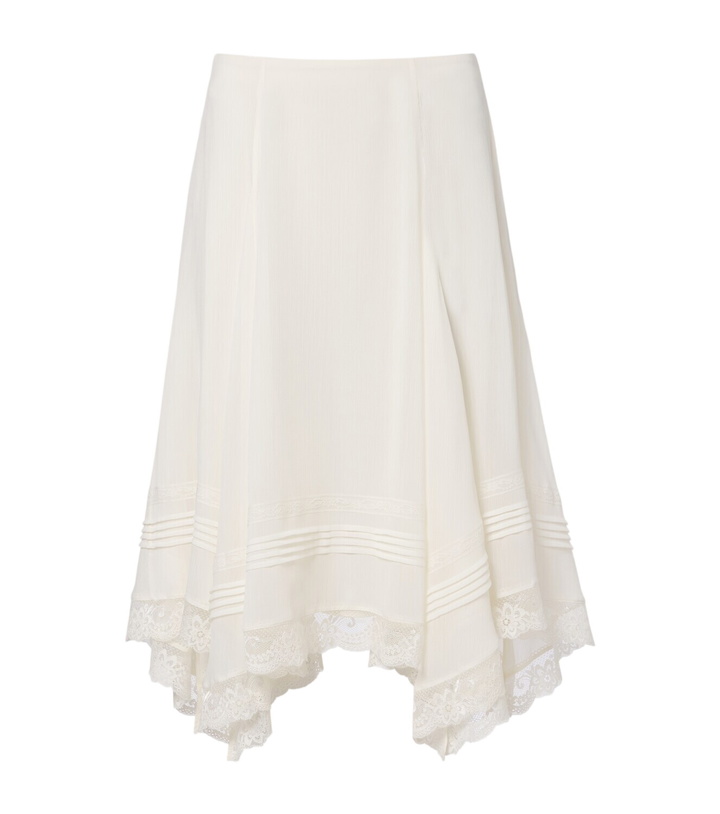 Photo: Xu Zhi Asymmetric lace-trimmed midi skirt