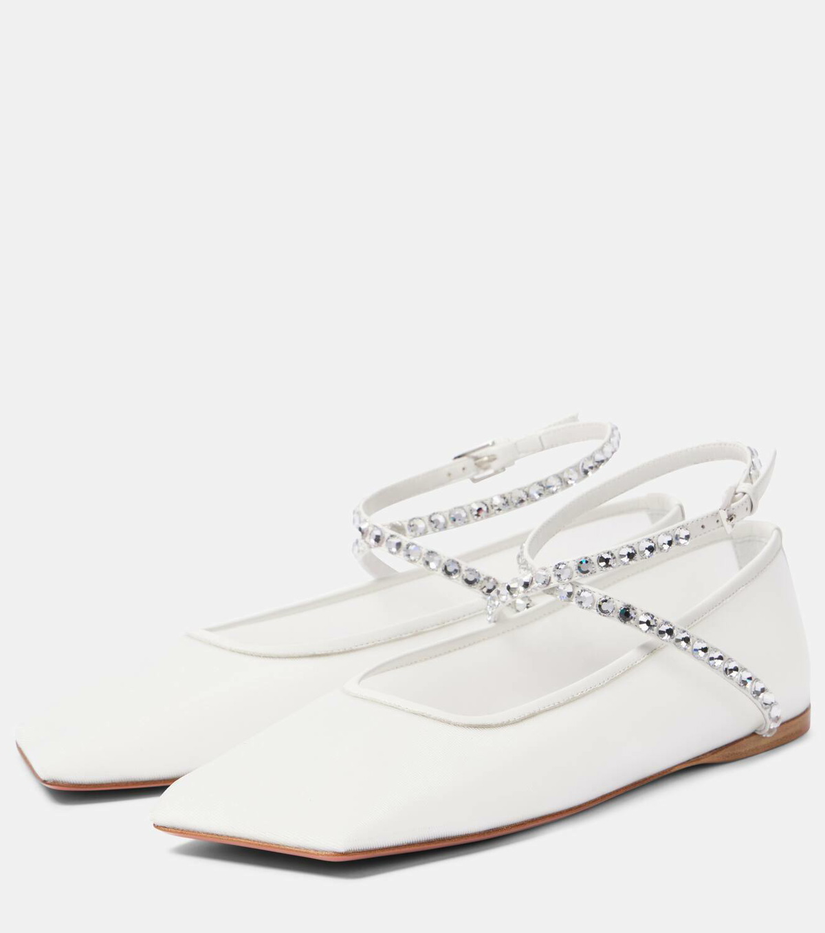 Amina Muaddi Ane embellished mesh ballet flats