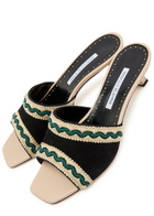 Manolo Blahnik Pop Altra 50 Suede and Leather Sandals Black And White