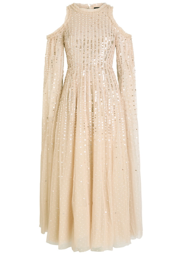 Photo: Needle & Thread Moonlight Sequin-embellished Tulle Gown Light Pink