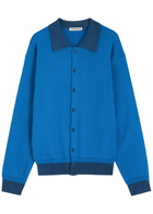Ymc Rat Pack Knitted Cardigan Blue
