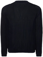 LARDINI - Cotton Rib Knit Crewneck Sweater