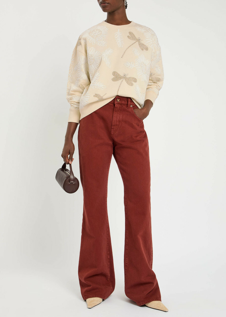 Forte_forte Embellished Stretch-cotton Sweatshirt Cream