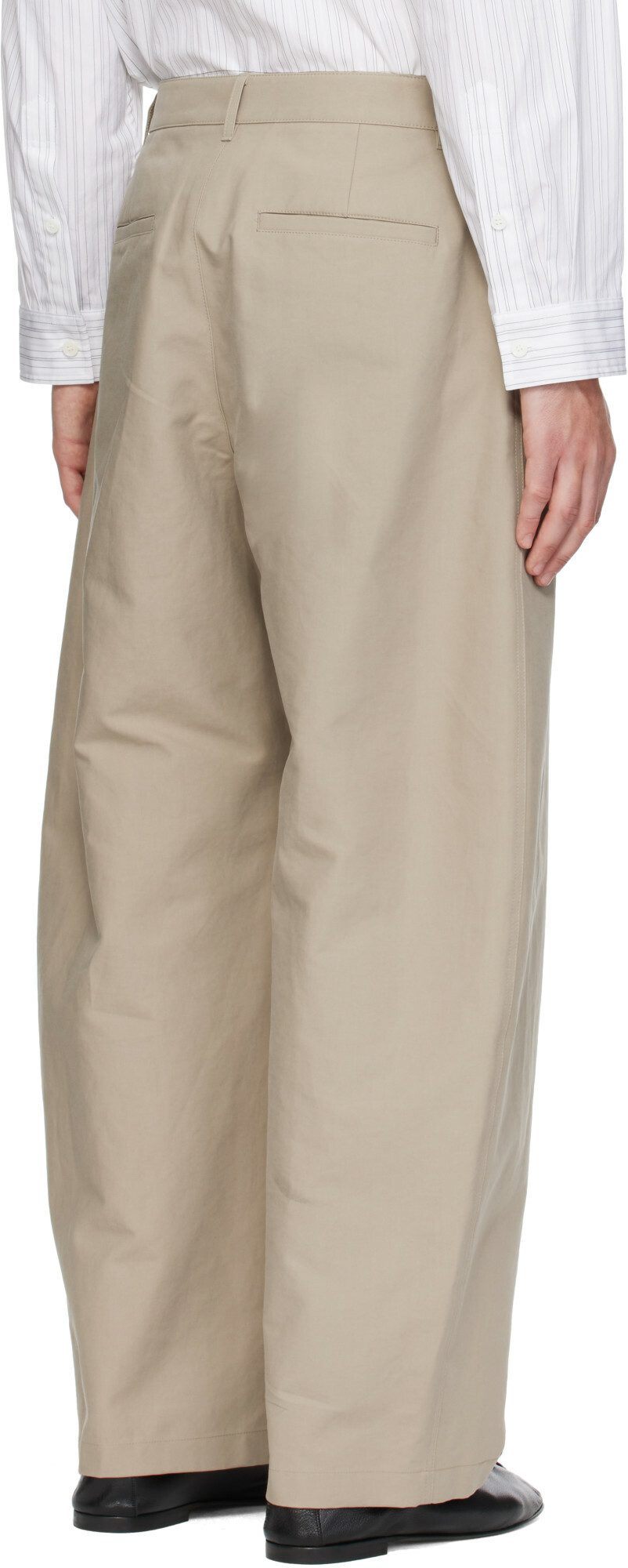 AMOMENTO Beige Curved Long Trousers