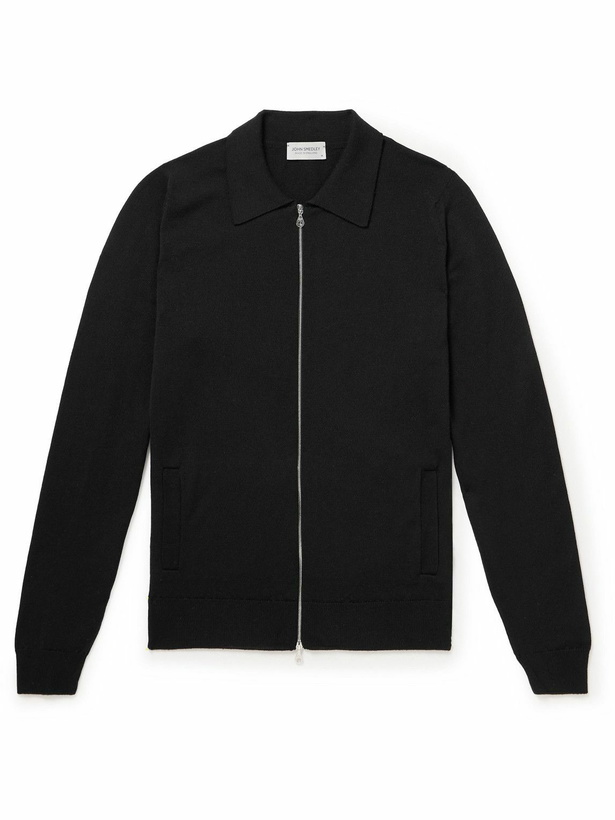 Photo: John Smedley - Alston Slim-Fit Merino Wool Zip-Up Cardigan - Black