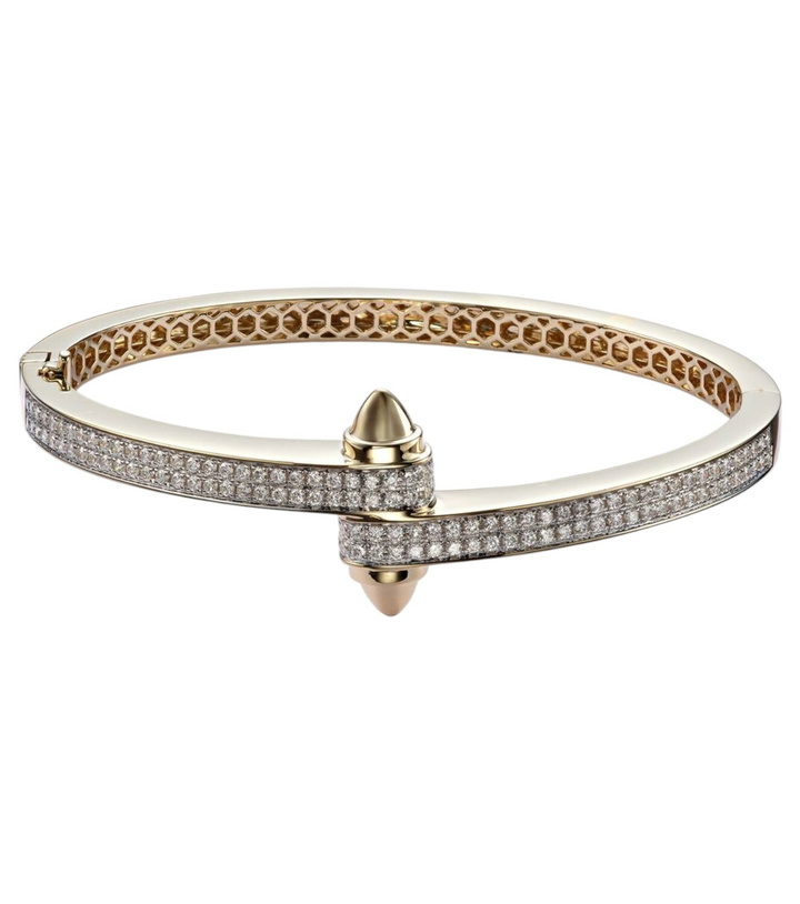 Photo: Rainbow K Storm 14kt gold bangle with diamonds