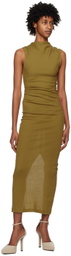 Helmut Lang Khaki Rib Maxi Dress
