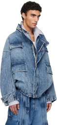 Hed Mayner Blue Flap Pocket Denim Jacket