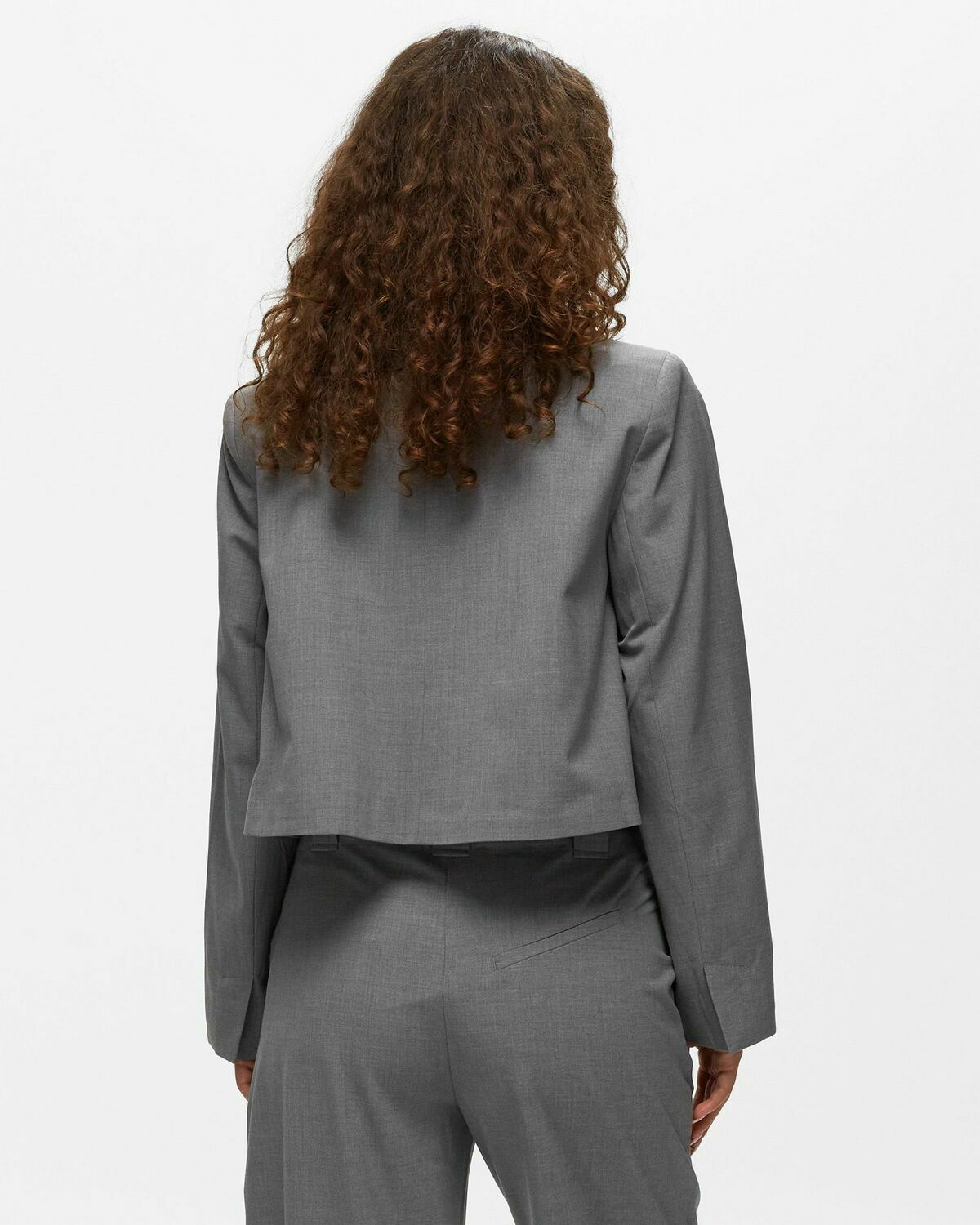 Ganni Drapey Melange Short Blazer Grey Blazers GANNI