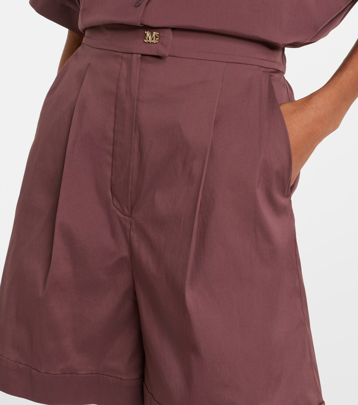 Max Mara Medeola pleated cotton-blend shorts