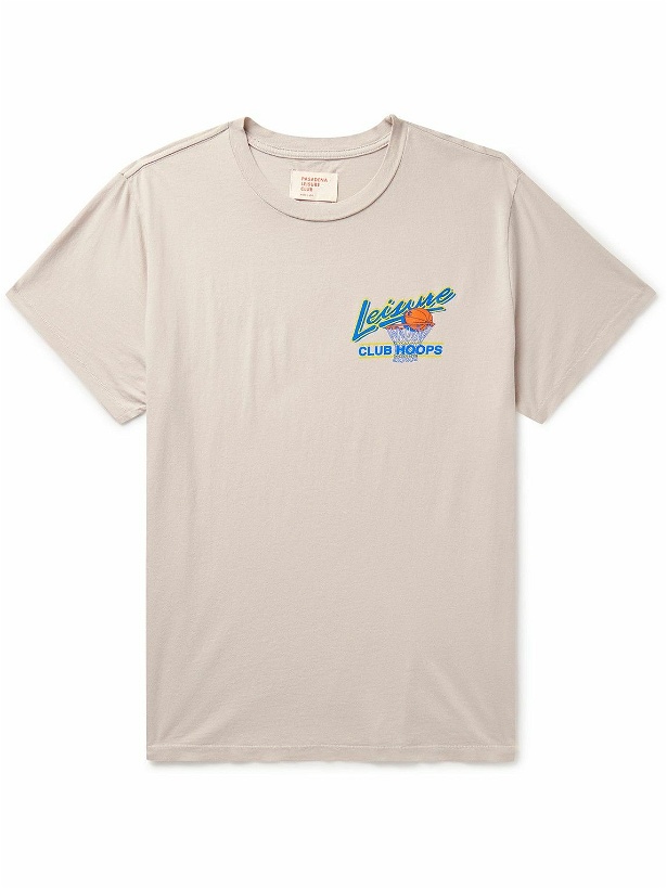 Photo: Pasadena Leisure Club - Club Hoops Logo-Print Cotton-Jersey T-Shirt - Neutrals